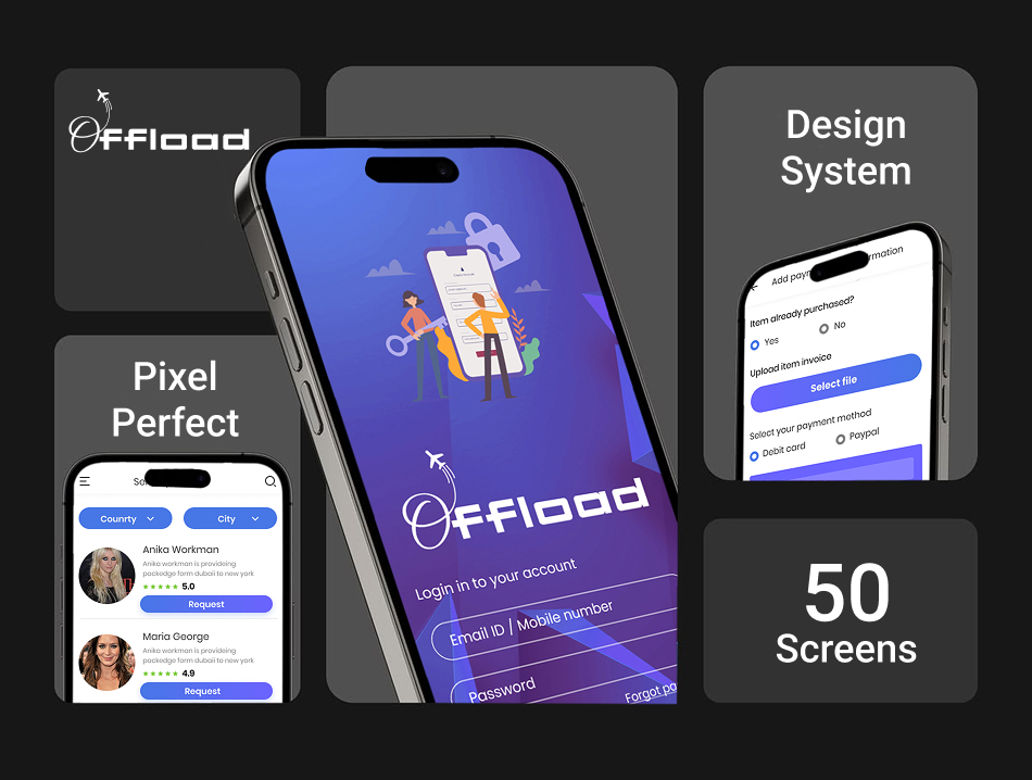 Offload app — peer-to-peer delivery marketplace designed and built by Dezvo
